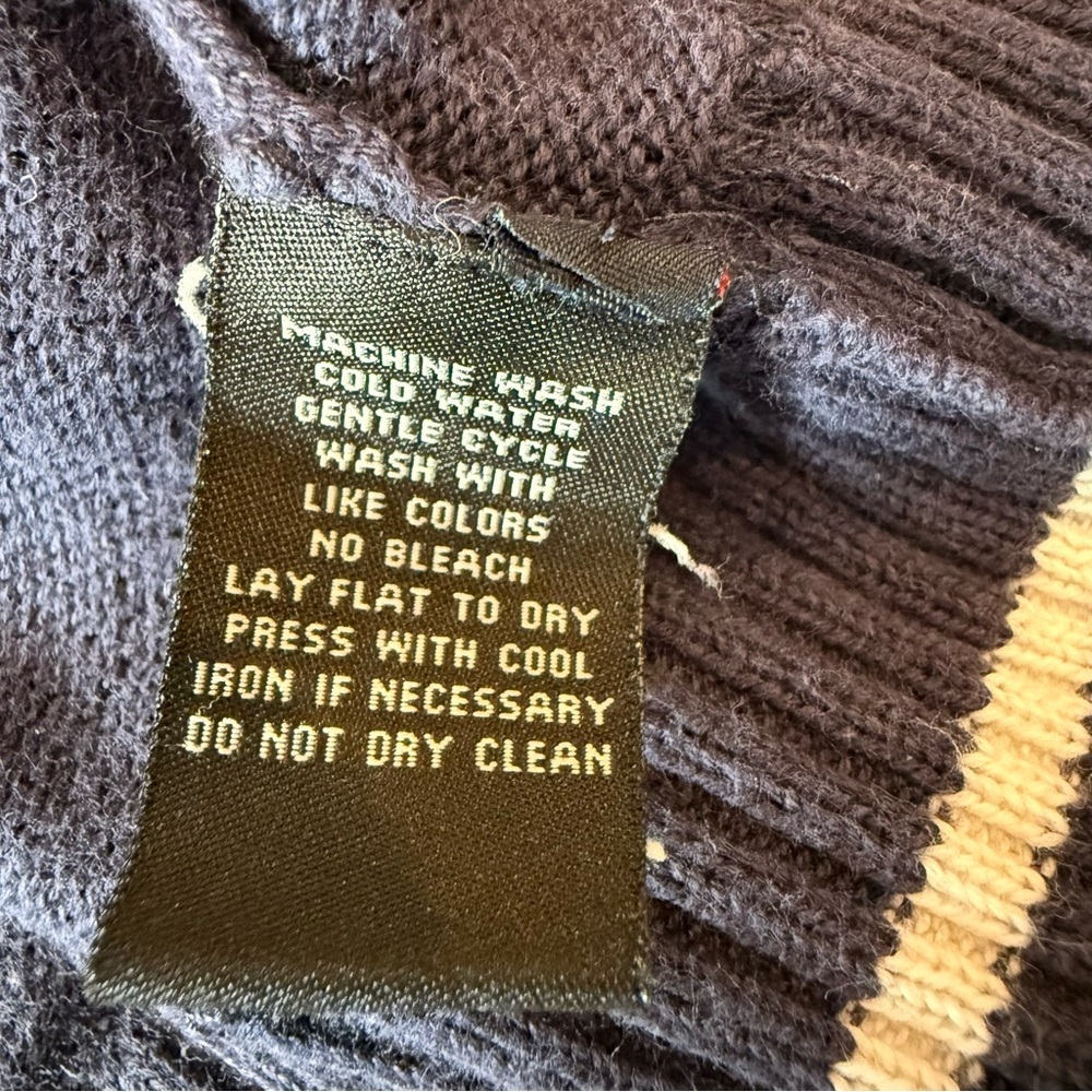 Vtg Polo Jeans Ralph Lauren Sweater Womens Full Zip Varsity Stripe Medium Navy - Picture 12 of 13